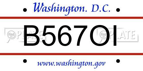 B567OI District Of Columbia License Plate