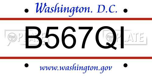 B567QI District Of Columbia License Plate