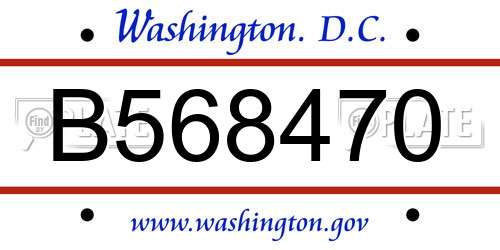 B568470 District Of Columbia License Plate