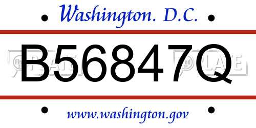 B56847Q District Of Columbia License Plate