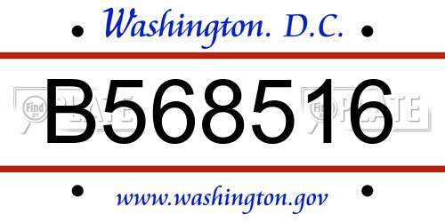 B568516 District Of Columbia License Plate