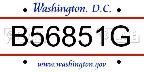 B56851G District Of Columbia License Plate