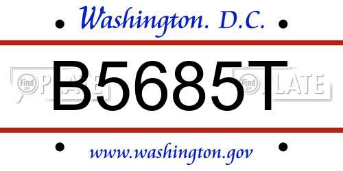 B5685T District Of Columbia License Plate