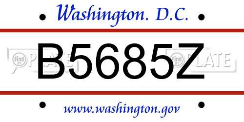 B5685Z District Of Columbia License Plate