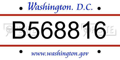 B568816 District Of Columbia License Plate