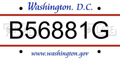 B56881G District Of Columbia License Plate
