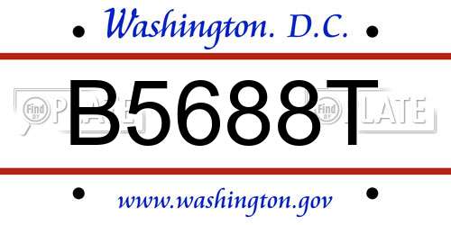 B5688T District Of Columbia License Plate