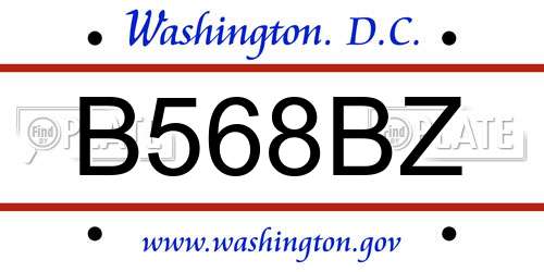 B568BZ District Of Columbia License Plate