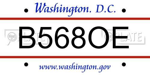 B568OE District Of Columbia License Plate