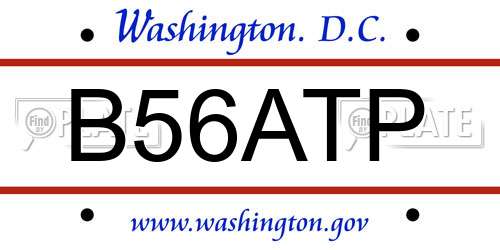 B56ATP District Of Columbia License Plate