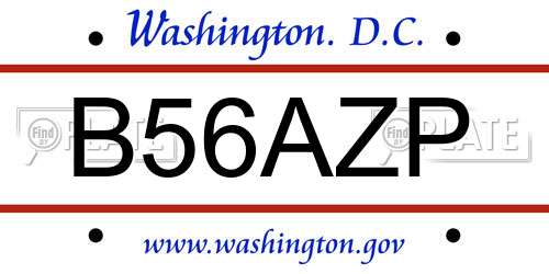 B56AZP District Of Columbia License Plate