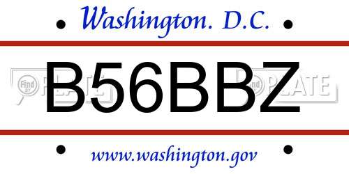 B56BBZ District Of Columbia License Plate
