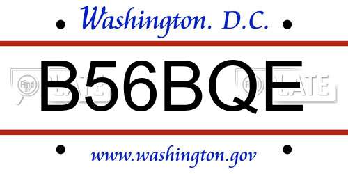 B56BQE District Of Columbia License Plate