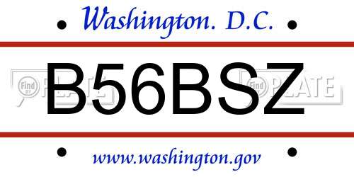B56BSZ District Of Columbia License Plate