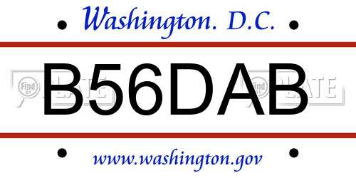 B56DAB District Of Columbia License Plate