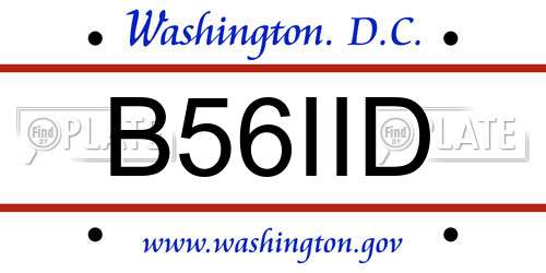B56IID District Of Columbia License Plate