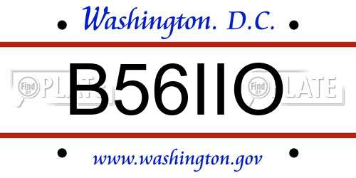 B56IIO District Of Columbia License Plate