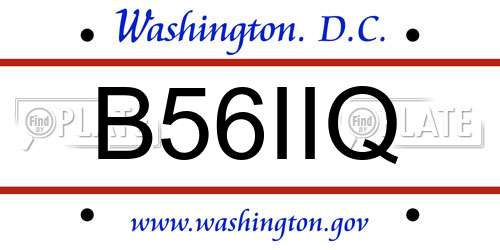 B56IIQ District Of Columbia License Plate