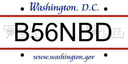 B56NBD District Of Columbia License Plate