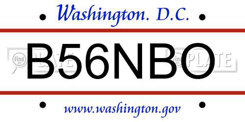 B56NBO District Of Columbia License Plate