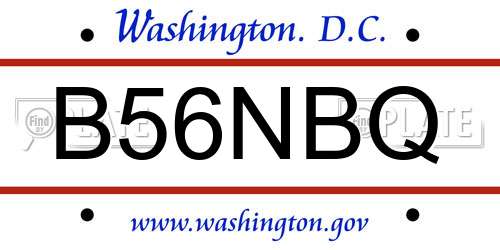 B56NBQ District Of Columbia License Plate