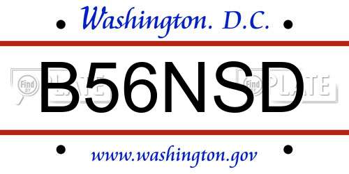 B56NSD District Of Columbia License Plate