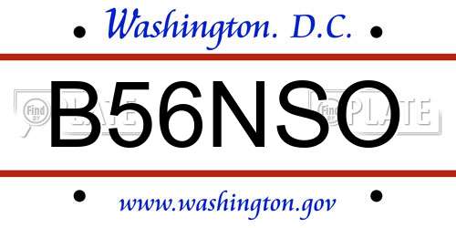 B56NSO District Of Columbia License Plate
