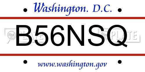 B56NSQ District Of Columbia License Plate