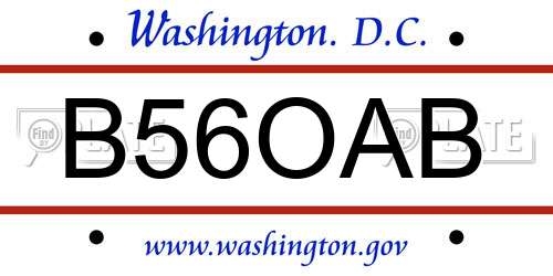 B56OAB District Of Columbia License Plate