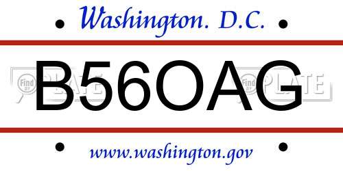 B56OAG District Of Columbia License Plate