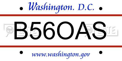 B56OAS District Of Columbia License Plate