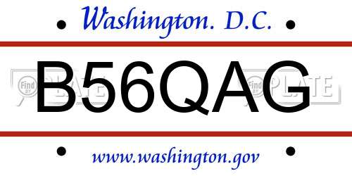 B56QAG District Of Columbia License Plate