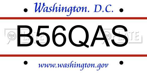 B56QAS District Of Columbia License Plate