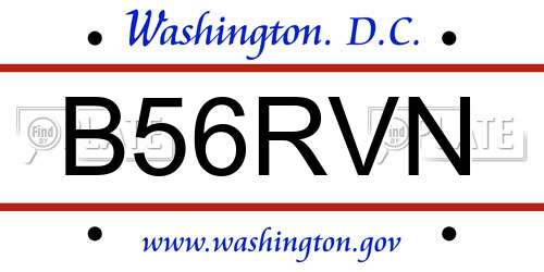 B56RVN District Of Columbia License Plate