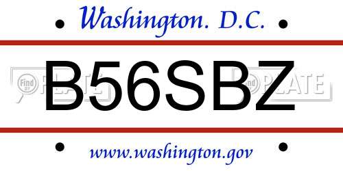 B56SBZ District Of Columbia License Plate