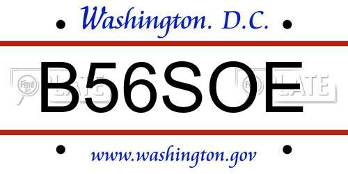 B56SOE District Of Columbia License Plate