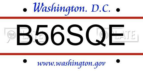 B56SQE District Of Columbia License Plate
