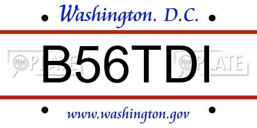B56TDI District Of Columbia License Plate