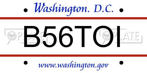 B56TOI District Of Columbia License Plate