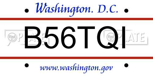 B56TQI District Of Columbia License Plate
