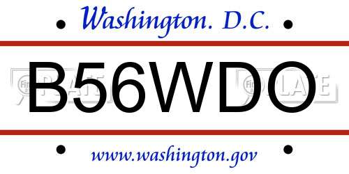 B56WDO District Of Columbia License Plate