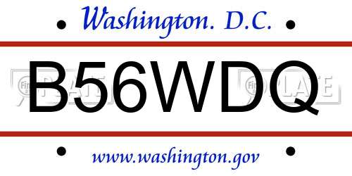 B56WDQ District Of Columbia License Plate