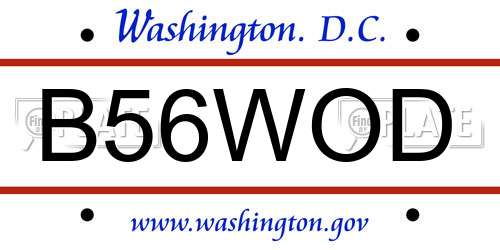B56WOD District Of Columbia License Plate