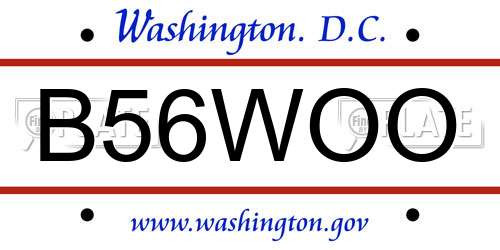 B56WOO District Of Columbia License Plate