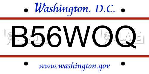B56WOQ District Of Columbia License Plate