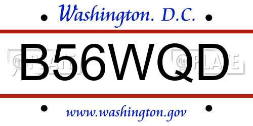 B56WQD District Of Columbia License Plate