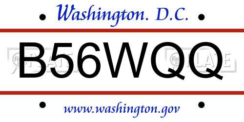 B56WQQ District Of Columbia License Plate