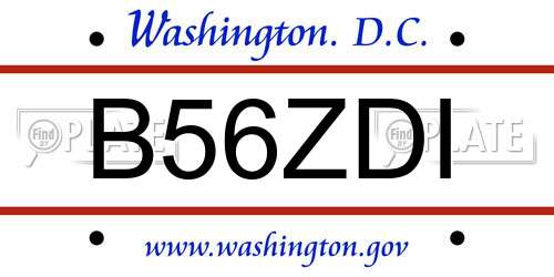 B56ZDI District Of Columbia License Plate