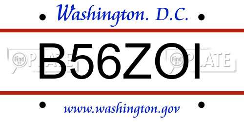 B56ZOI District Of Columbia License Plate