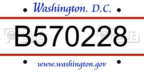 B570228 District Of Columbia License Plate